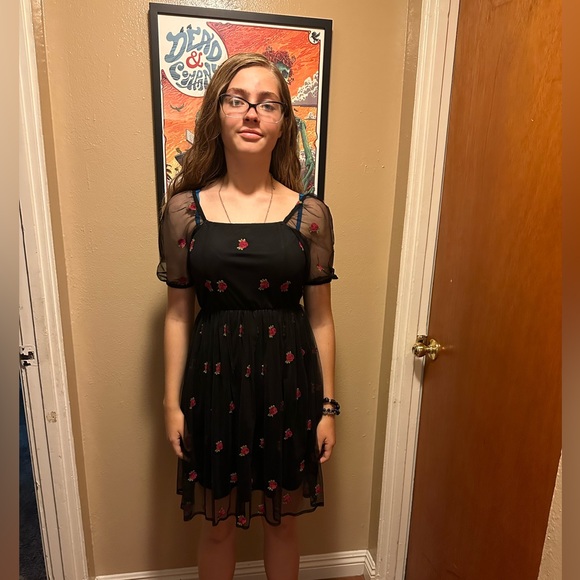 NWT Cosmic Aura Embroidered Rose πΉ Mesh Mini Dress size Small π - Picture 9 of 9